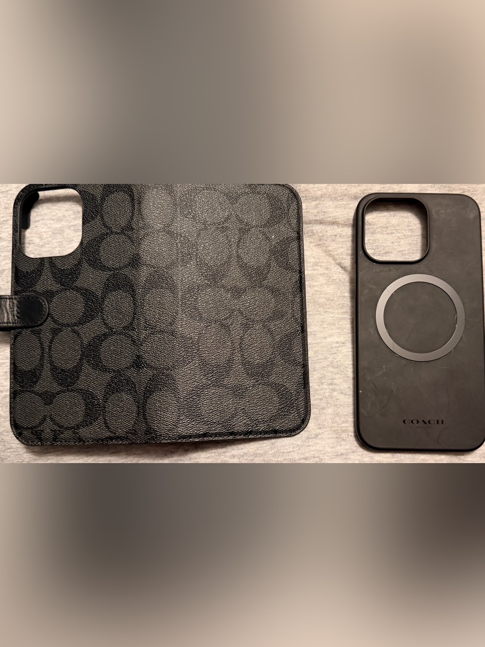 Coach Black Signature Canvas iPhone 15 Pro Max folio